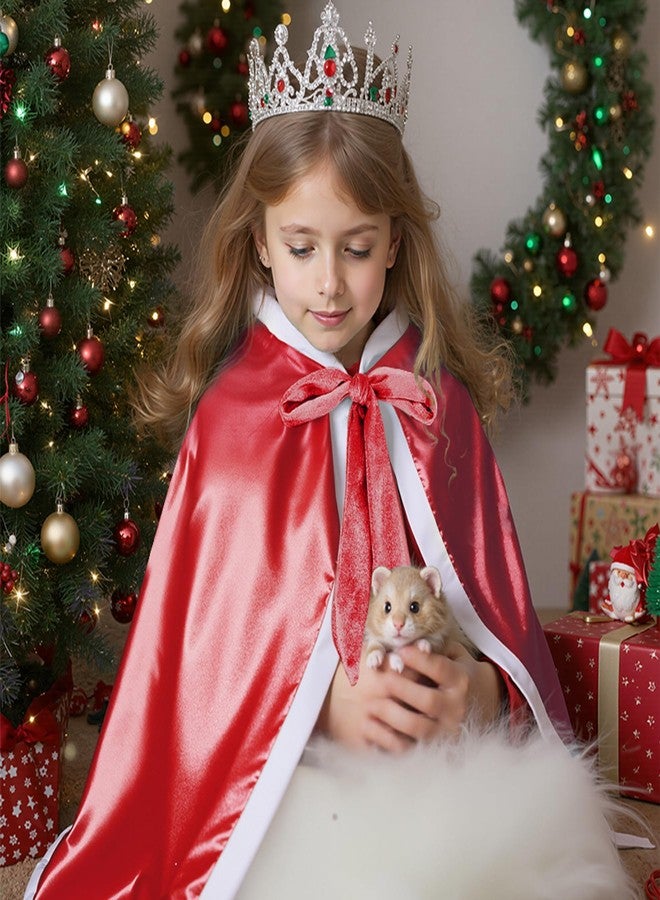 Zando Toddler Princess Dress Up for Girls Fur Hooded Red Cape Cloak Fade Resistant Secure Self-Tying Neck Strap Halloween Christmas Birthday Party Vampires demons 5-7T - Image 4